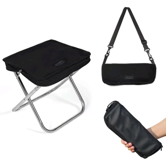 Lightweight Camping Stool 1.5lbs & Compact 12" - 350lbs Capacity! 3-Second Setup Portable Folding Stool with Shoulder Strap for Adults, Outdoor, Concert, Waiting in Line, Travel, Fishing & Camping