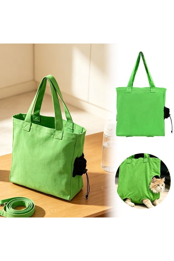 Lightweight Canvas Cat Travel Backpack with Breathable Mesh Adjustable Straps Hands-Free Design Easy Access Openings for Outdoor Adventures & Vet Visits