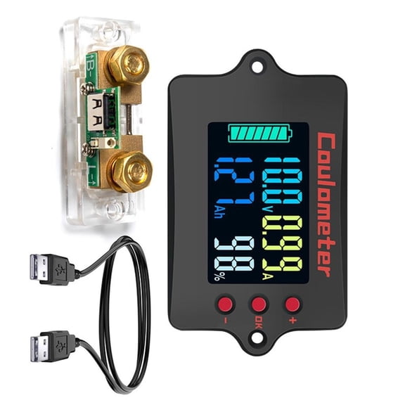 Yammee Travel 8-120V Battery Tester Lightweight Coulomb Meter Lithium Battery Counter for Engineers and Electronic Enthusiasts
