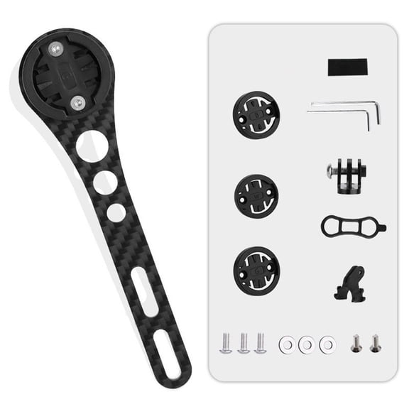 Lightweight Carbon Fiber Bike Computer Holder Mount for GARMIN for BRYTON for WAHOO GPS Devices, Rust-Free Speedometer Bracket For Cycling, Easy Install Accessories, 14X3.5cm Black