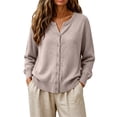 thumbnail image 1 of Lightweight Cardigan Sweaters for Women 2026 Slim Fit Soft Knit Button-Down Outwear, Classic Fit Open-Front Knitted Coats Layering Piece for Fall, Winter & Office Wear Going Out Tops, Khaki, 1 of 8