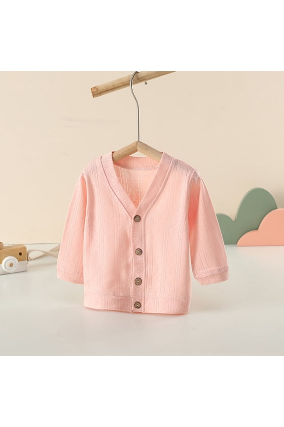 Lightweight Cardigan Sweaters for Men Button-Down V Neck Knitted Coats 1-24M Toddlers Cute Solid Color Breathable Long Sleeve Outerwear Jackets