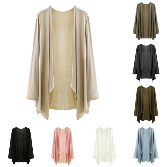 Lightweight Cardigan for Long Sleeve Summer Cover Up Soft Knit Loungewear Casual Solid Color Open Front 1x Cardigan for Women XL