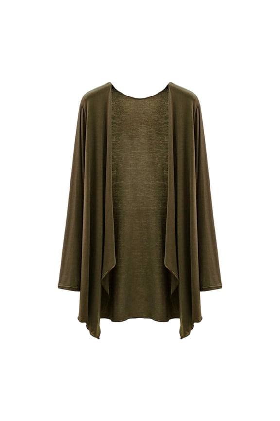 Lightweight Cardigan for Women Long Sleeve Summer Cover Up Soft Knit Loungewear Casual Solid Color Open Front Army Green M