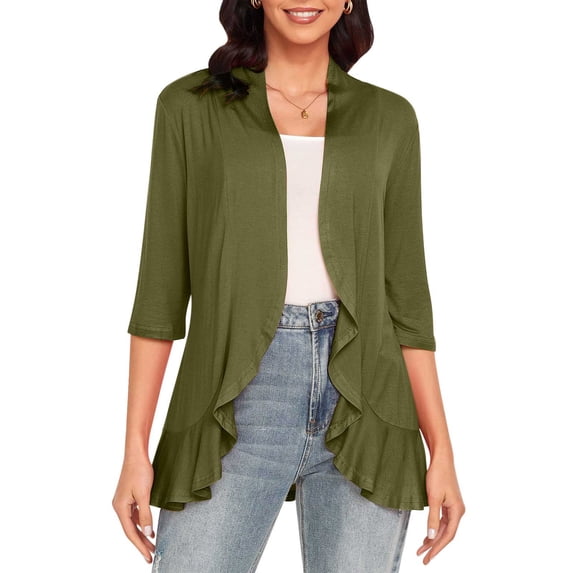 Lightweight Cardigans Sevevn Women's 3/4 Sleeve Fashion Casual Comfortable Color Cardigan Blouse