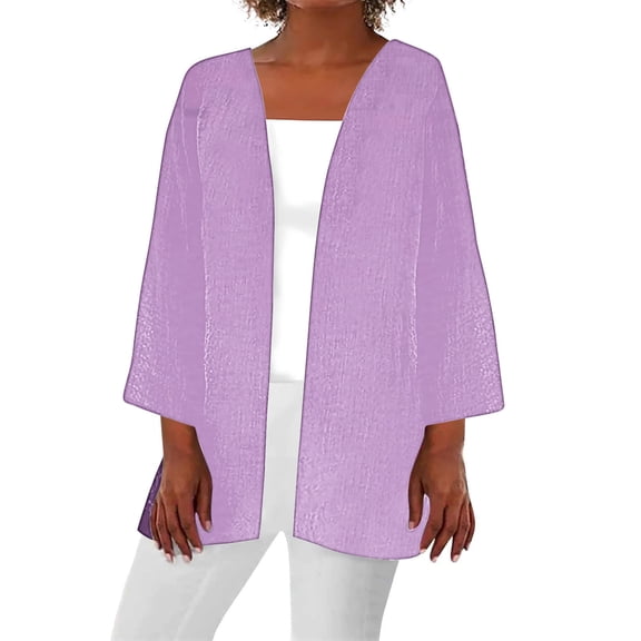 Lightweight Cardigans Sevevn Womens Summer Fall Solid Color Cardigan Long Sleeve Loose Cover Up Casual Blouse