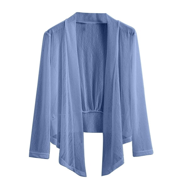 Lightweight Cardigans for Women Casual New Long Sleeve Cardigan for Women Open Front Dressy Casual Shirts Summer Draped Lightweight Tunic Cover up Tops Blue 4XL