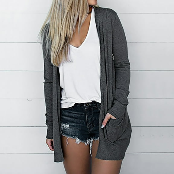 Lightweight Cardigans for Women Summer,Cardigan Sweaters for Women with Pockets,Casual Womens Long Sleeve Cardigan Soft Drape Open Front Fall Dusters Beach Kimonos Outfits with Pockets