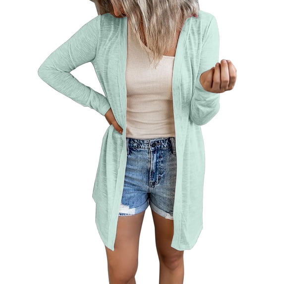 Lightweight Cardigans for Women, Yigetop Women's Knitted Lightweight Cardigans Solid Casual Long Sleeve Button Down Loose Fit V Neck Open Front Cardigans Cardigans for Women Trendy Green M