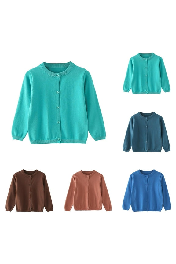 Lightweight Cardigans for Girls Girls Cardigan Sweater School Uniforms Toddler Long Sleeve Button Knit Solid Sweaters Tops Jean Jackets for Kids