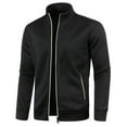 thumbnail image 1 of Lightweight Cardigans for Men Full Zip Up Sweater Long Sleeve Fleece Lined Slim Fit Jackets,M-4XL, 1 of 4