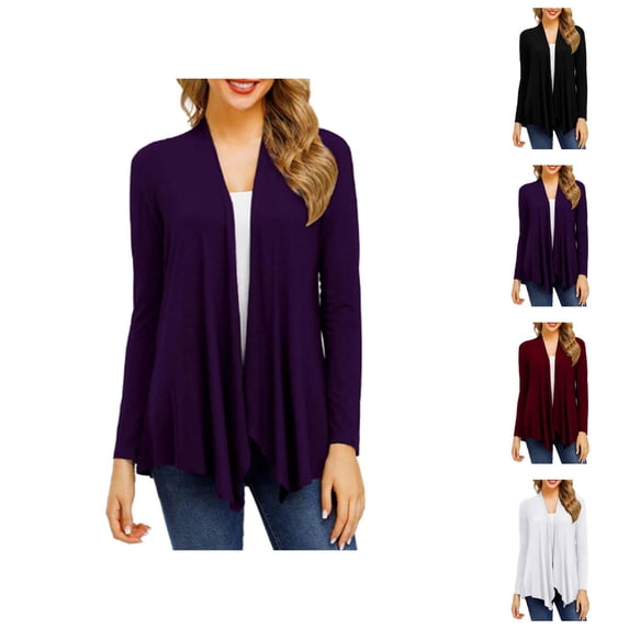 Lightweight Cardigans for Women 2025 Long Sleeve Casual Open Front Soft Basic Cardigan Blouse Outerwear