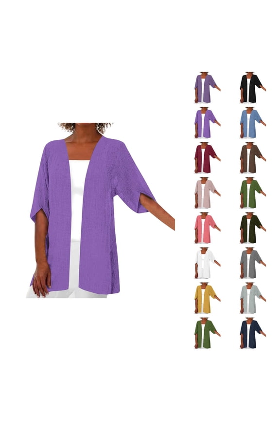 Lightweight Cardigans for Women 2025 Summer Fall Short Sleeve Open Front Plain Cardigan Outerwear Cover Up