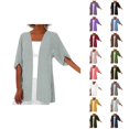 thumbnail image 1 of Lightweight Cardigans for Women 2025 Summer Fall Short Sleeve Open Front Plain Cardigan Outerwear Cover Up, 1 of 7