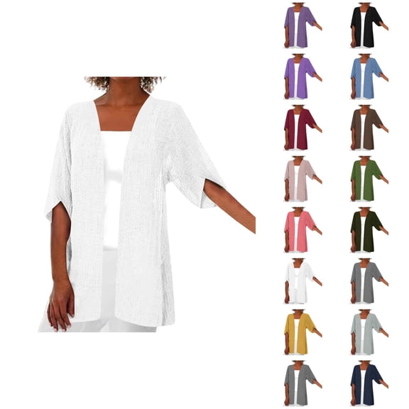 Lightweight Cardigans for Women 2025 Summer Fall Short Sleeve Open Front Plain Cardigan Outerwear Cover Up