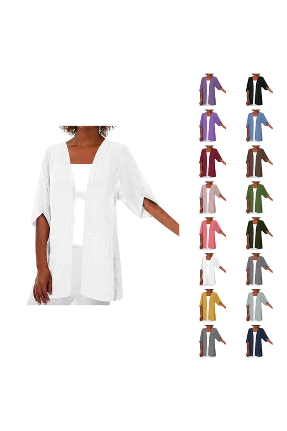 Lightweight Cardigans for Women 2025 Summer Fall Short Sleeve Open Front Plain Cardigan Outerwear Cover Up