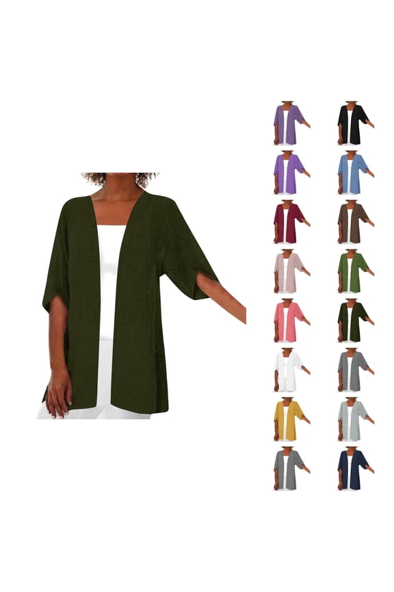 Lightweight Cardigans for Women 2025 Summer Fall Short Sleeve Open Front Plain Cardigan Outerwear Cover Up