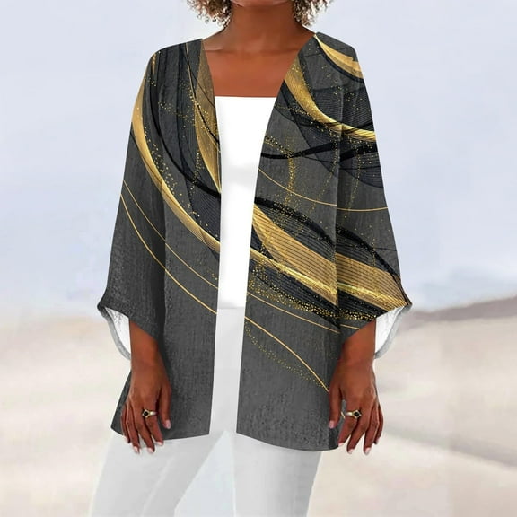 Lightweight Cardigans for Women Lightweight Floral Print Open Front Long Sleeve Casual Loose Thin Pockets Shrugs for Dresses