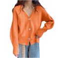thumbnail image 1 of Lightweight Cardigans for Women Long Sleeve Fall Knit Sweaters Soft Button Down Womens Slouchy Cardigan Sweater Orange, Free Size, 1 of 6