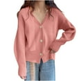 thumbnail image 1 of Lightweight Cardigans for Women Long Sleeve Fall Knit Sweaters Soft Button Down Womens Slouchy Cardigan Sweater Pink, Free Size, 1 of 6