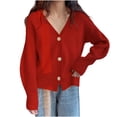 thumbnail image 1 of Lightweight Cardigans for Women Long Sleeve Fall Knit Sweaters Soft Button Down Womens Slouchy Cardigan Sweater Red, Free Size, 1 of 6