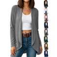 thumbnail image 1 of Lightweight Cardigans for Women Nelozsy Women's Fashion Casual Solid Color Long Sleeve Cardigan Top Gray XL, 1 of 9