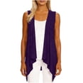 thumbnail image 1 of Lightweight Cardigans for Women Open Front Summer Casual Draped Jacket Vest Plus Size Sleeveless Blouses (M, Purple), 1 of 6