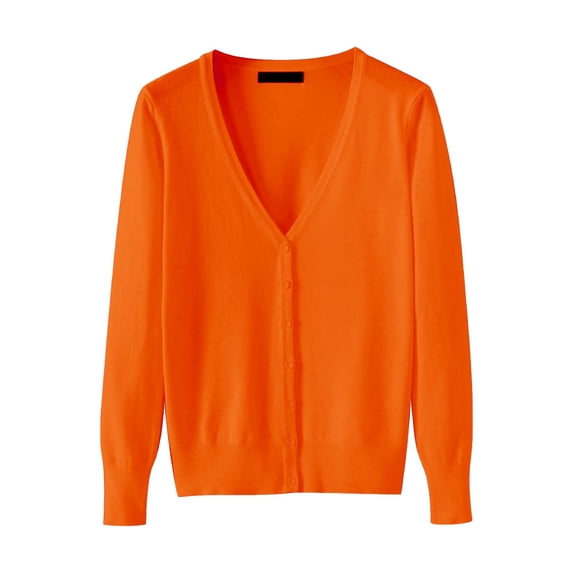 Lightweight Cardigans for Women Summer V Neck Sweater (Available In Plus Size) Casual Womens Cardigan Orange M