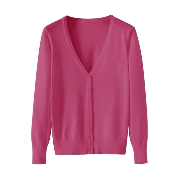 Lightweight Cardigans for Women Summer V Neck Sweater (Available In Plus Size) Casual Womens Cardigan Watermelon red M