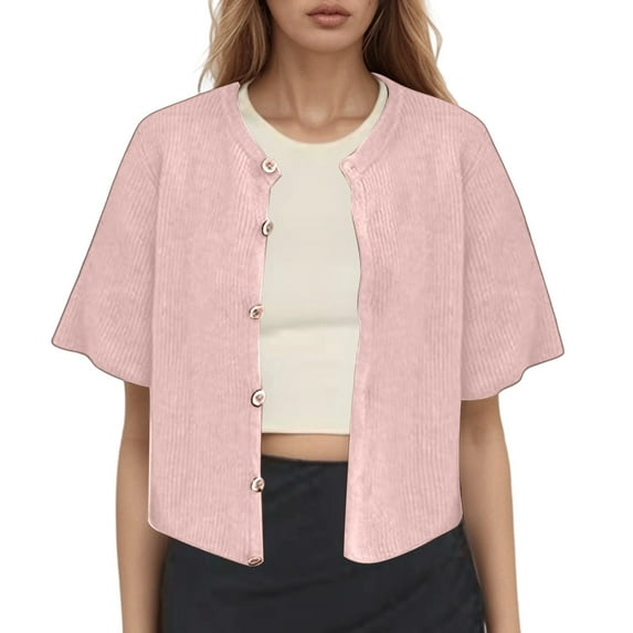 Lightweight Cardigans for Women Versatile Short Sleeve Button Cozy Layering Knit Sweater Casual Solid Color Outerwear Cardigan for Girls