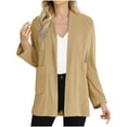 thumbnail image 1 of Lightweight Cardigans for Women with Two Pockets Open Front Long Sleeve Casual Cardigan Jacket Tops Blouses (2XL, Khaki), 1 of 7