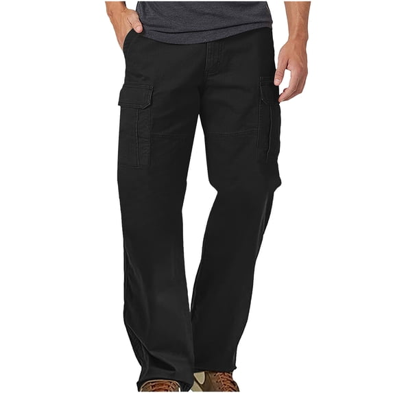 Lightweight Cargo Pants for Men Casual Straight Leg Loose Button Work Pant Outdoor Hiking Trousers with Pockets