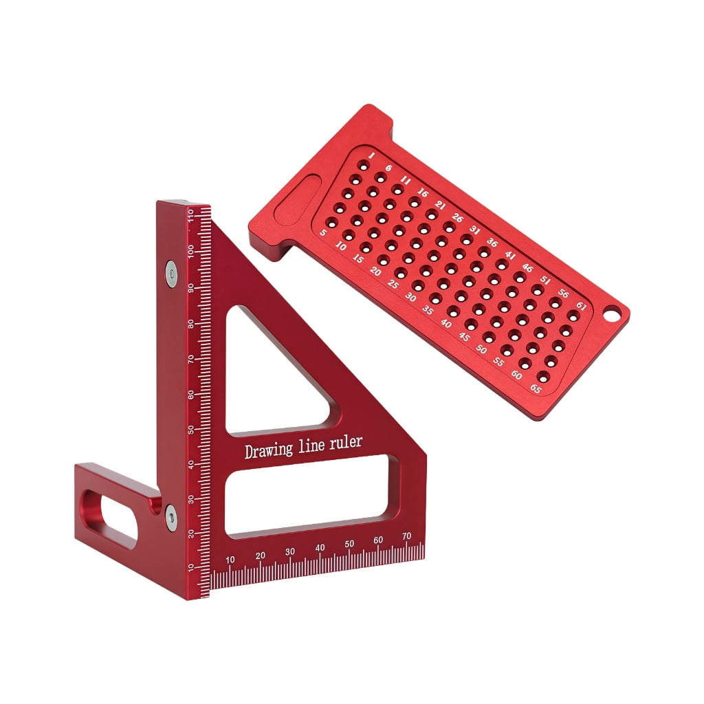 Triangle Ruler and T Hole Gauge Tool for Woodworking with Clear Etched ...