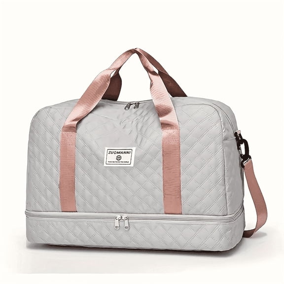 Lightweight Carry-On Gym Bag Large Capacity Clothing Storage Simple Portable Shoulder Bag Multi-Pocket Travel Tote with Separate Shoe Compartment,Duffle Bag,Grey