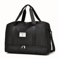 thumbnail image 1 of Lightweight Carry-On Gym Bag Large Capacity Clothing Storage Simple Portable Shoulder Bag Multi-Pocket Travel Tote with Separate Shoe Compartment,Duffle Bag,Black, 1 of 14