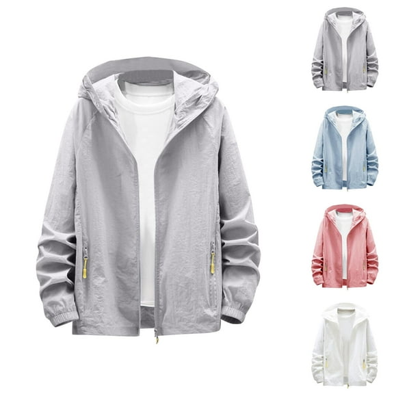 Lightweight Casual Jackets for Men 2025 Breathable Long Sleeve Zip Up Hooded Jacket with Pockets Outerwear Coat Hoodie