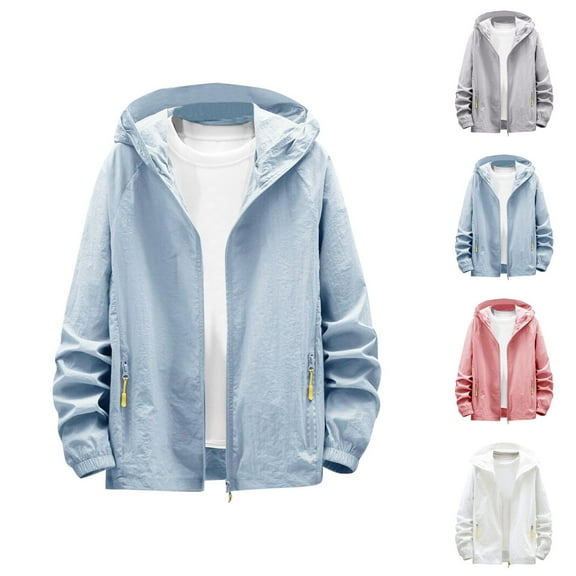 Lightweight Casual Jackets for Men 2025 Breathable Long Sleeve Zip Up Hooded Jacket with Pockets Outerwear Coat Hoodie