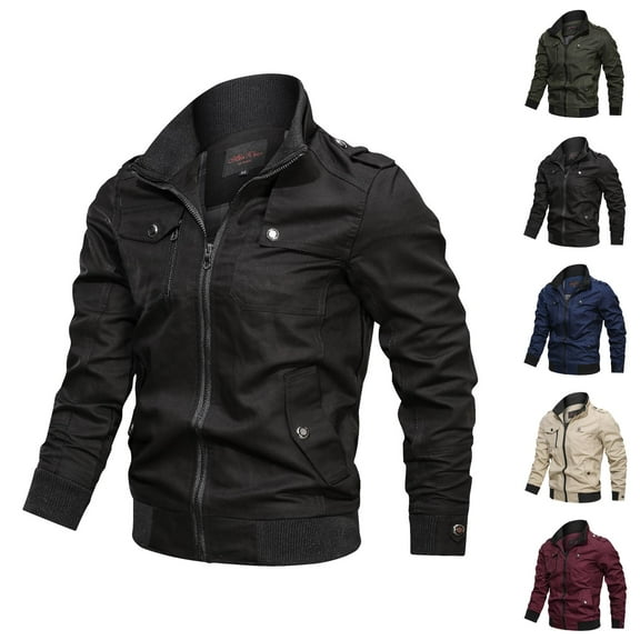 Lightweight Casual Jackets for Men 2025 Cotton Long Sleeve Collared Zip Up Hooded Jacket with Pockets Outerwear Coat