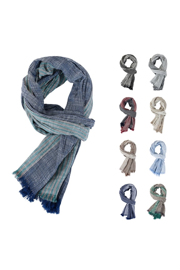 Lightweight Casual Scarf for Men Striped Color Block Design Breathable Spring and Summer Accessory