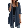 thumbnail image 1 of Lightweight Chiffon Cardigans for Women Summer Mid-Long Sheer 3/4 Sleeve Open Front Sun Protection Cover Ups, 1 of 9
