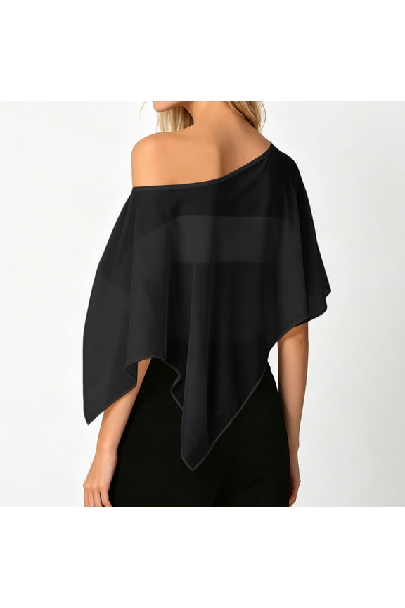 Lightweight Chiffon Summer Wrap Şun For Beach Cover Up Soft Flowing Shawl Breathable Sun Scarf Versatile Evening Stole Dressy, M, Black