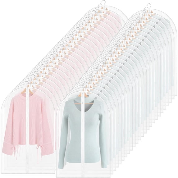 Lightweight Clear Full-Zipper Garment Bags, 24x32 Inch PEVA Breathable ...