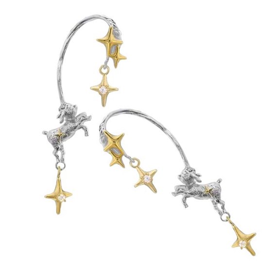 Lightweight Clip On Earrings For Sensitive Ears Modern Asymmetric Lamb Star Pattern Alloy Accessories