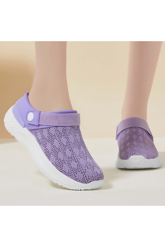 Lightweight Clog Sneakers, Orthopedic Slip On Sandals Hollow Out Slides Arch Support Plantar Fasciitis Recovery Slippers Breathable Walking Loafers Closed Toe Mules Clogs, Light Purple 6.5