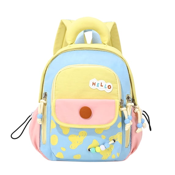 Lightweight Color Contrast Mini Backpack with Bead Decor, Multi Compartment Portable Travel School Daily Shoulder Bag