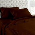 thumbnail image 1 of Lightweight & Comfortable 600 Thread Count 100% Egyptian Cotton Ultra Soft Cotton Rich Easy Care Sateen Sheets,Full Size 4 Piece Sheet Set Fit 26" Inch to 30" Inch Deep Pocket {Stripe Chocolate}, 1 of 6