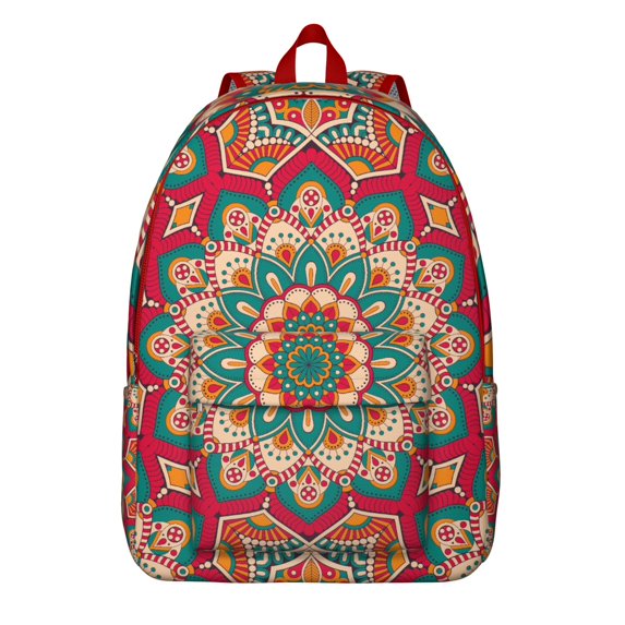 Lightweight Comfortable Boho Mandala Floral Backpack for Women & Men, Large Bookbag with Laptop Sleeve for School College, Work Travel Gift