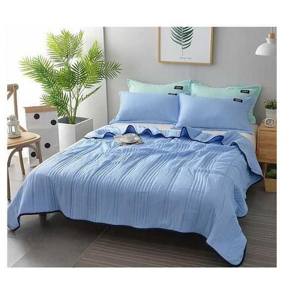 Lightweight Comforter,Blanket Comforter,Comforters Queen Size for All Season, Ultra-Soft Alternative & Prewashed Insert,Machine Washable,Conditioning Quilt Solid Color Cool(Blue 80*60IN)