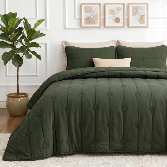 Lightweight Comforter Queen Size – Extra Soft & Breathable Quilt Set, 3 Piece Prewashed Cotton-Like Polyester Bedding, Includes 1 Quilt 90x96 Inches with 2 Shams, Machine Washable