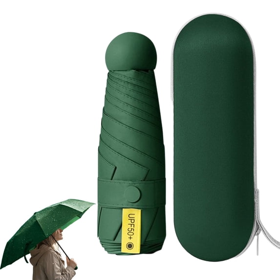 Lightweight Compact All-Weather Umbrella, 6-Rib 5-Fold Capsule Pocket Umbrella, Small Compact Portable Folding Umbrellas for Purse, Rain and Sun Travel, 1 Pack